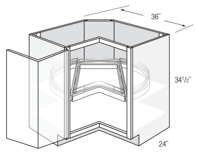 Ls36dr Top Essex White 36 Base Lazy Susan W Turntable Drawer