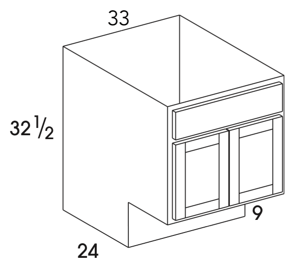 Sb33ada Berwyn Opal Ada Sink Base Cabinet Butt Doors