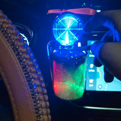 Portable LED Light Car Ashtray - Cup Holder With Lid