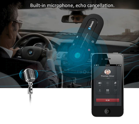 Bluetooth Hands Free Car Kit Sun Visor Wireless Speaker