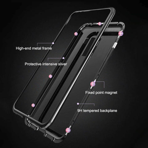 Tempered Glass Magnetic Cell Phone Case for Android iPhone Samsung