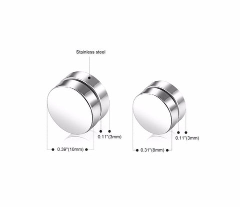 Round Stud Magnetic Earrings For Men Stainless Steel