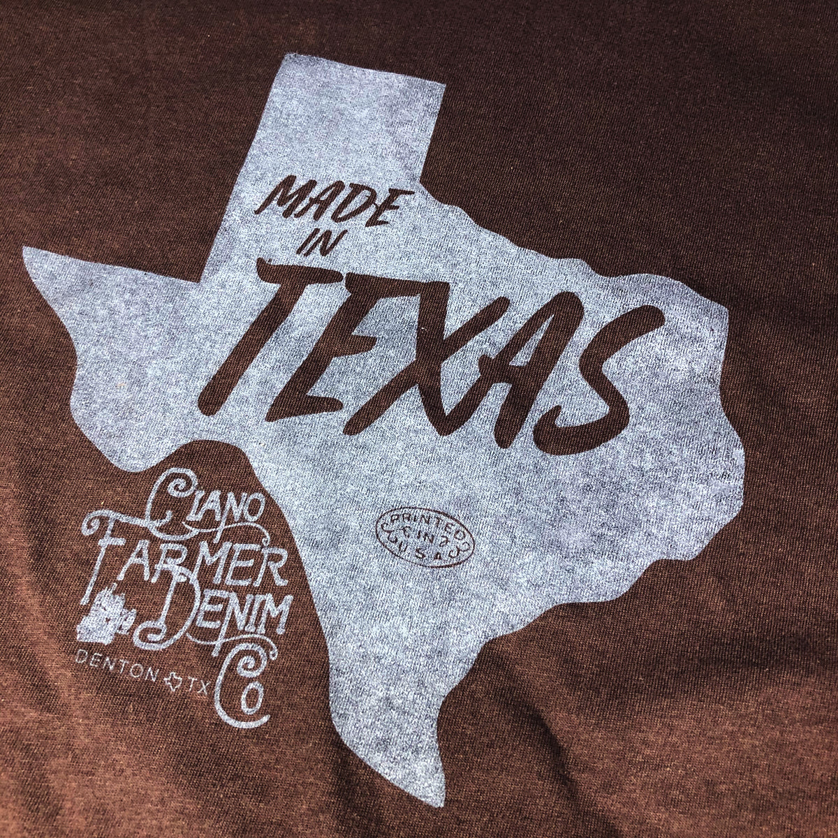 4.4oz TEXAS MADE Crew Neck "Made in Texas" Brown