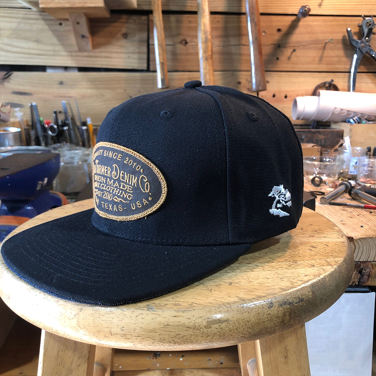 18oz USA Black Duck Canvas Snapback HAT CFDCo Shop Patch