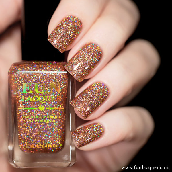 Surprise Burnt Orange Holographic Glitter Nail Polish – F.U.N LACQUER