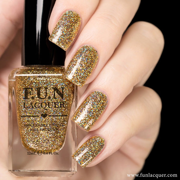 Million Dollar Dream (H) Gold Holo Glitter Nail Polish – F.U.N LACQUER