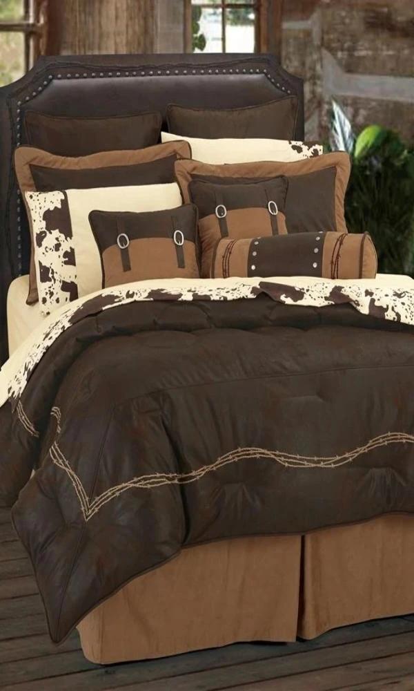 HiEnd Accents Cowgirl Kim Barbwire Comforter Set in Chocolate