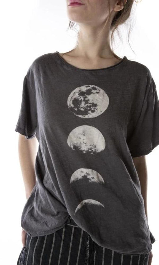 Magnolia Pearl Cotton Jersey Moon Phase T Shirt in Ozzy Black - Top 788