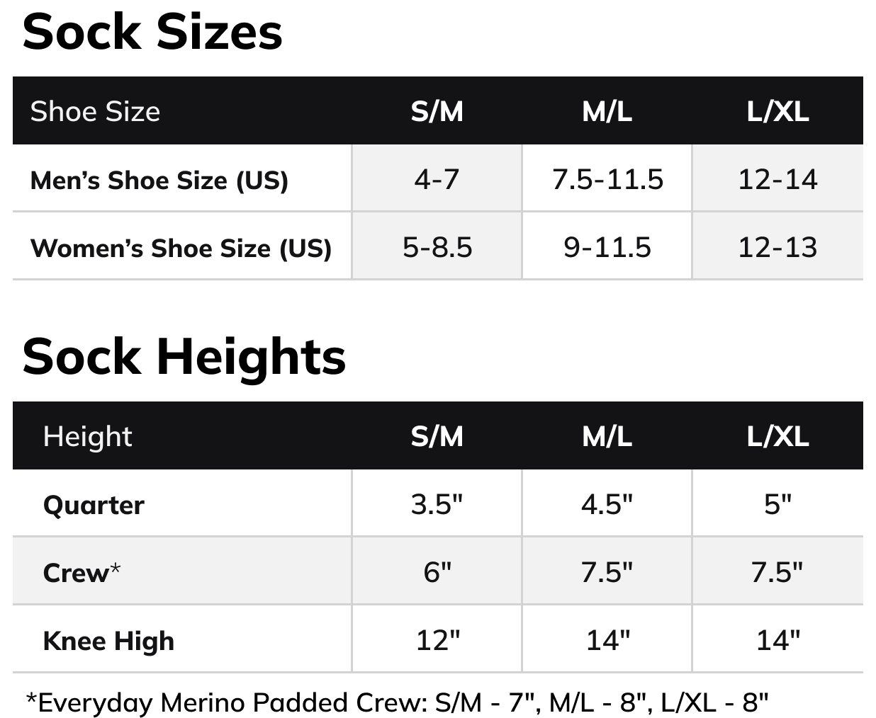 Size Guide | Outway Performance Socks – OUTWAY