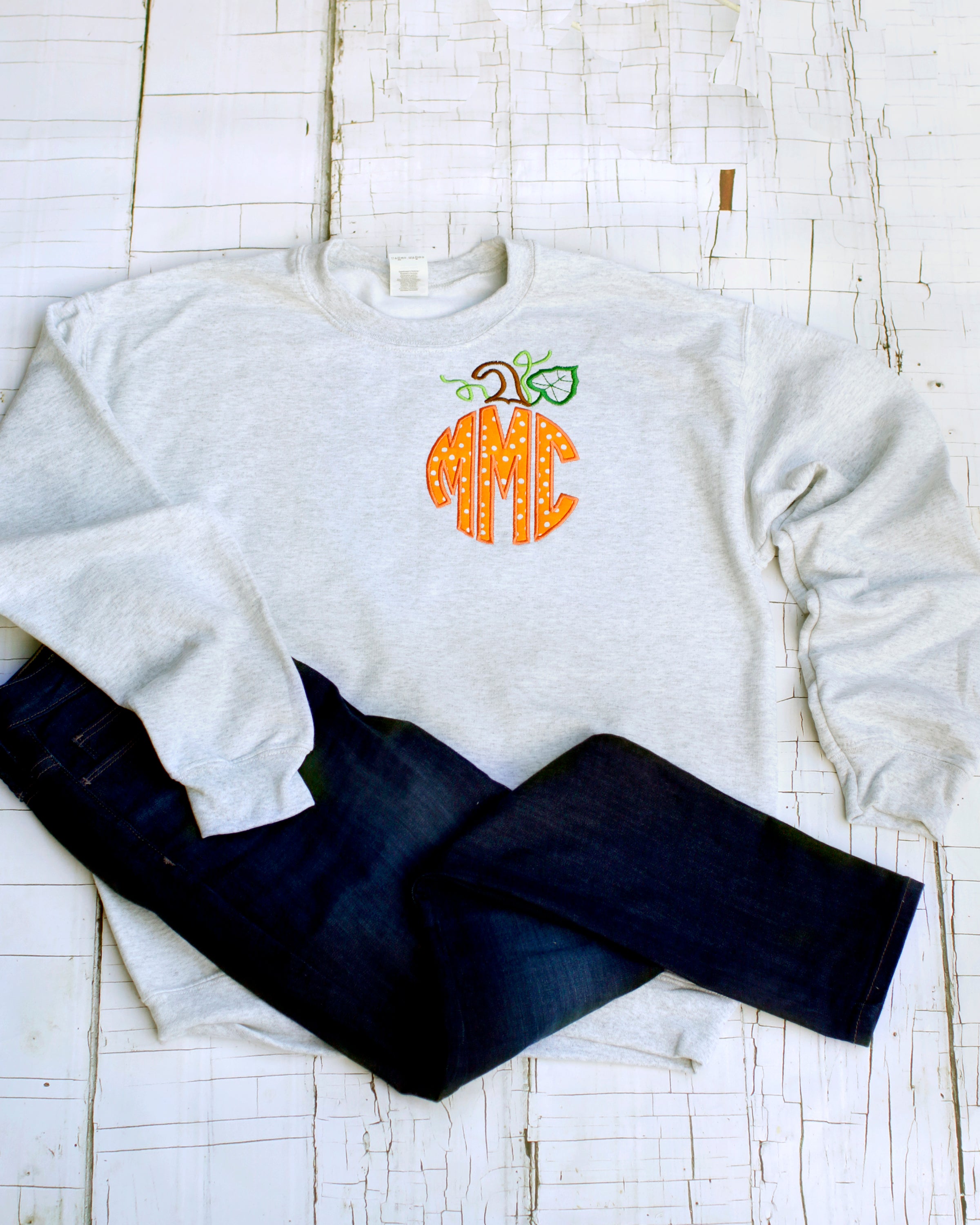 pumpkin monogram sweatshirt