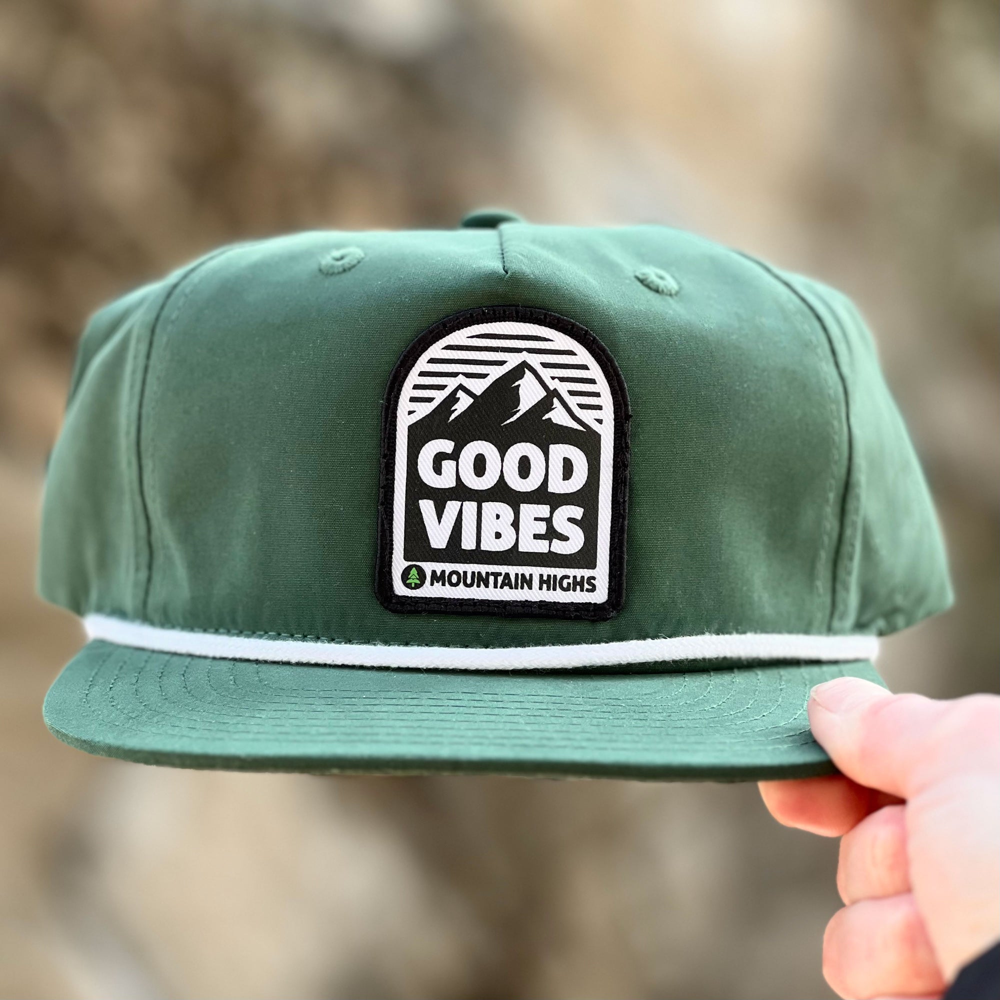 Oceanside To Mountaintop 5 Panel Vintage Cap with Rope - The Happy