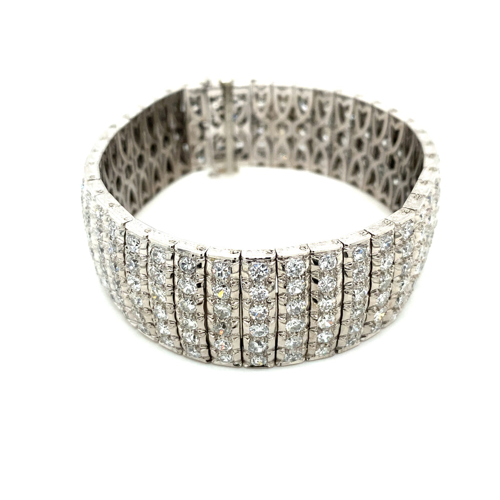 Bulgari Art Deco 30 Carat Diamond Engraved Platinum Tennis Bracelet – De  Maria Jewelry