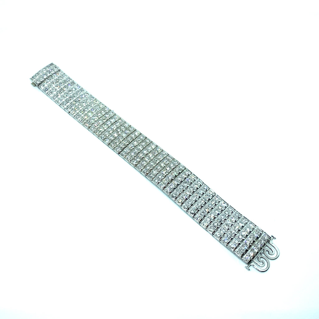 Bulgari Art Deco 30 Carat Diamond Engraved Platinum Tennis Bracelet – De  Maria Jewelry