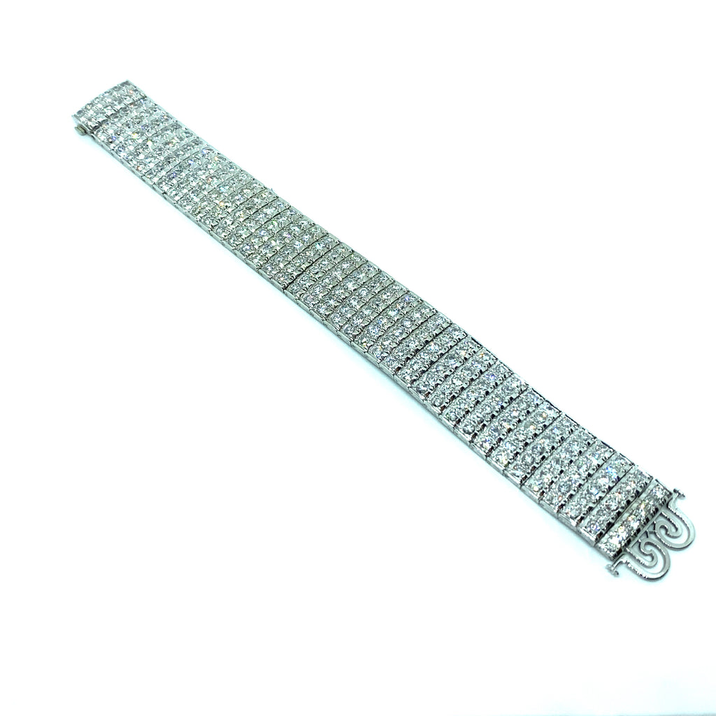 Bulgari Art Deco 30 Carat Diamond Engraved Platinum Tennis Bracelet – De  Maria Jewelry