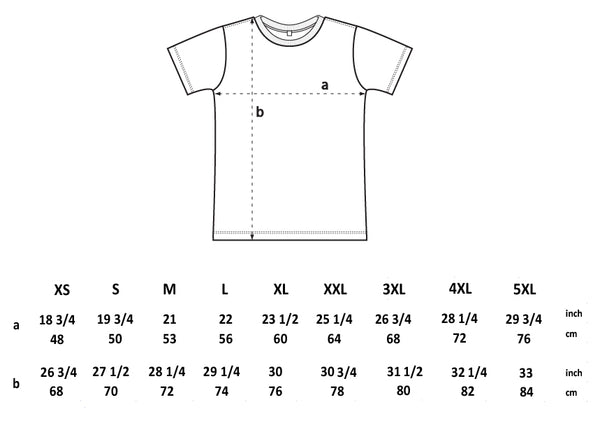 Slim Fit Tee Size Chart