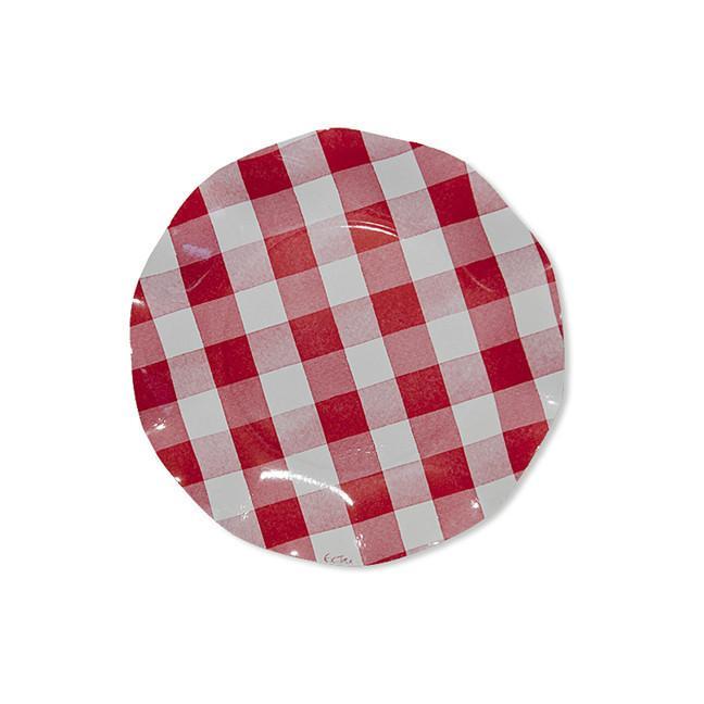 Red Gingham Wavy Paper Salad Plate