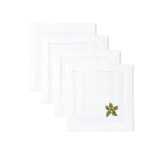 Holly Cocktail Napkins, Set of 4