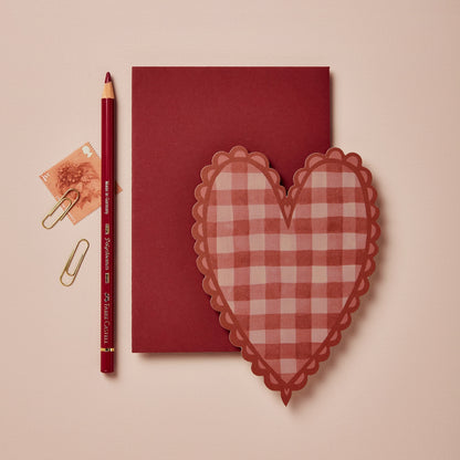 Gingham Heart Card - Red, Blue & Pink