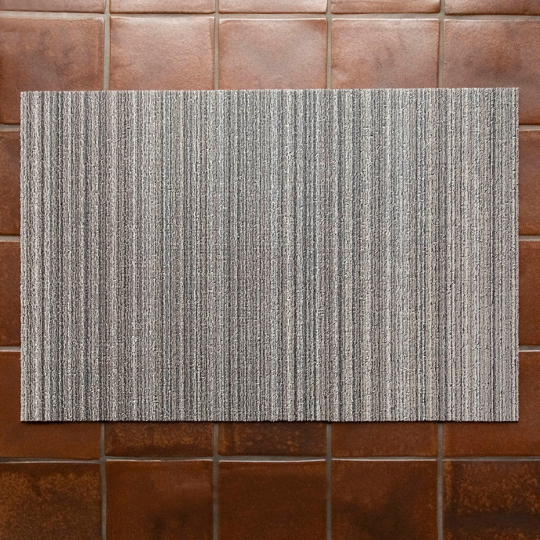 Chilewich Block Stripe Shag Doormat - Taupe