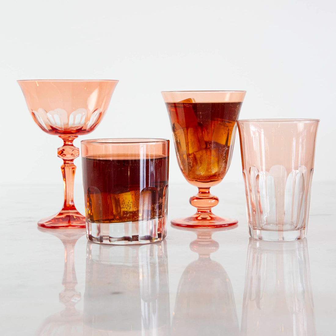 Vintage Inspired Rialto Coupe Glasses in Pink Salmon – DOVECOTE