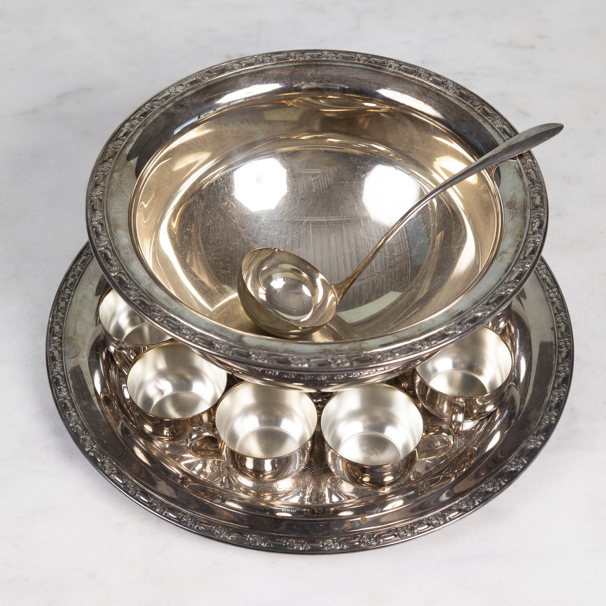 Vintage Silver-Plate Punch Bowl Set with Underplate