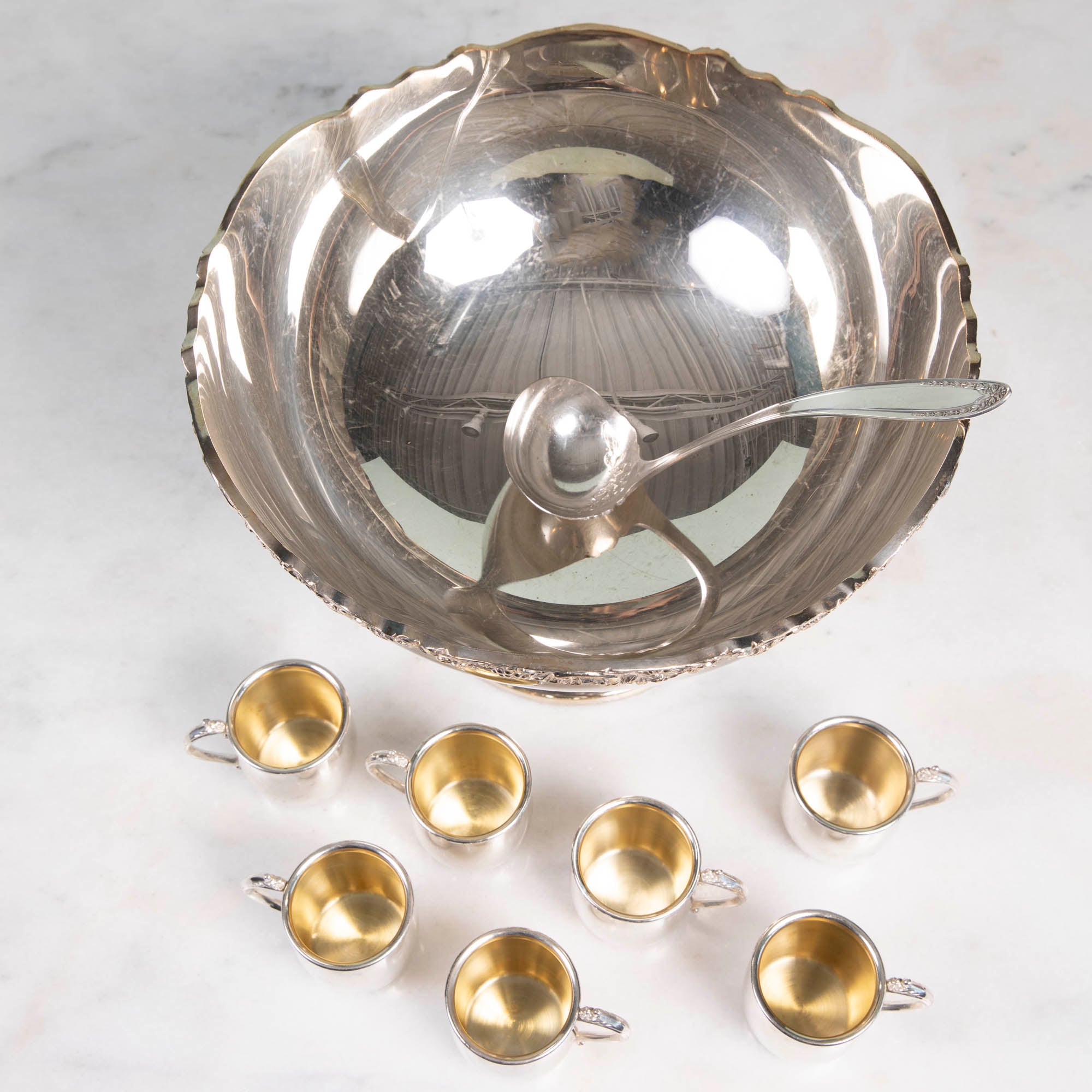 Vintage Silver-Plate Punch Bowl Set