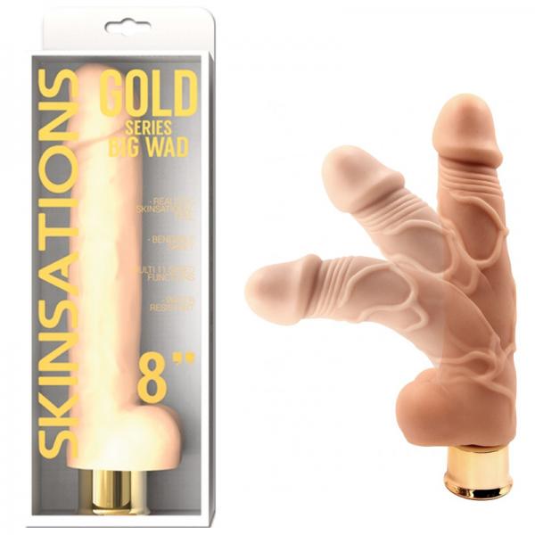 Skinsations Gold Series Big Wad 8in Vibrating Dildo Multi Function