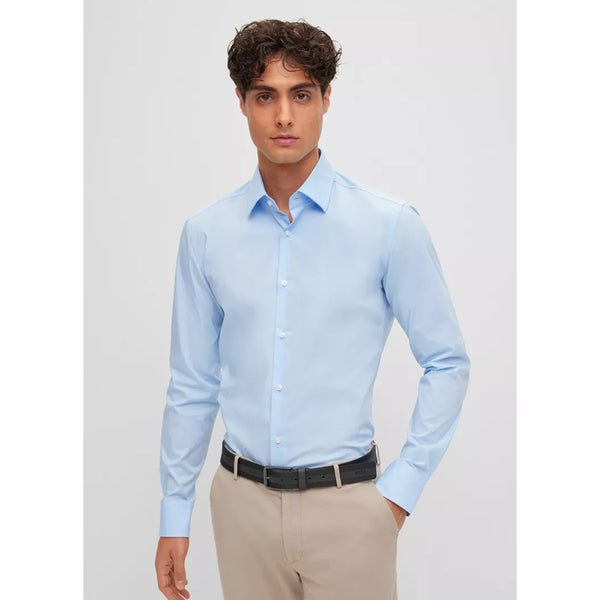 BOSS - Slim-fit dress shirt in easy-iron stretch cotton