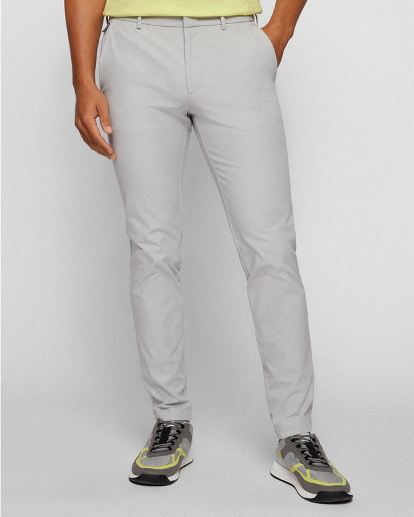 BOSS - Slim-fit trousers in cotton and silk with stretch