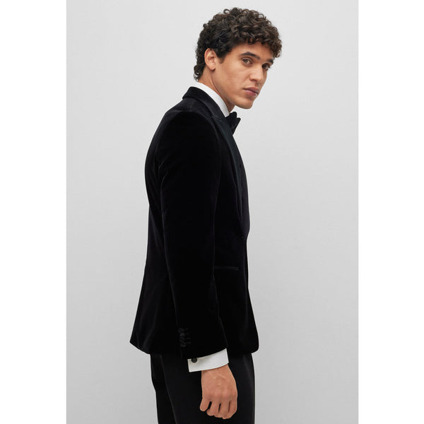 BOSS - Slim-fit tuxedo trousers in pure-cotton velvet