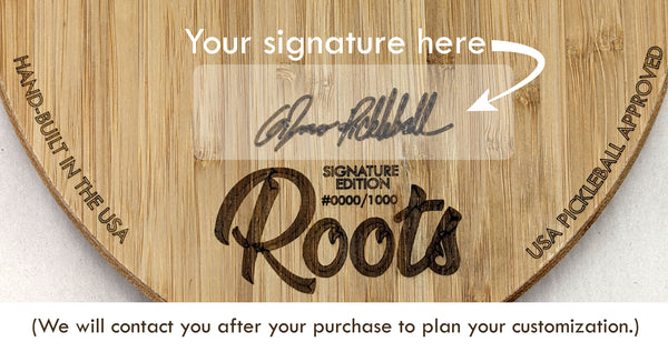 Roots Pickleball Paddle Signature Customization Detail