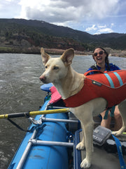 Woman and Dog Rafting the Upper Colorado