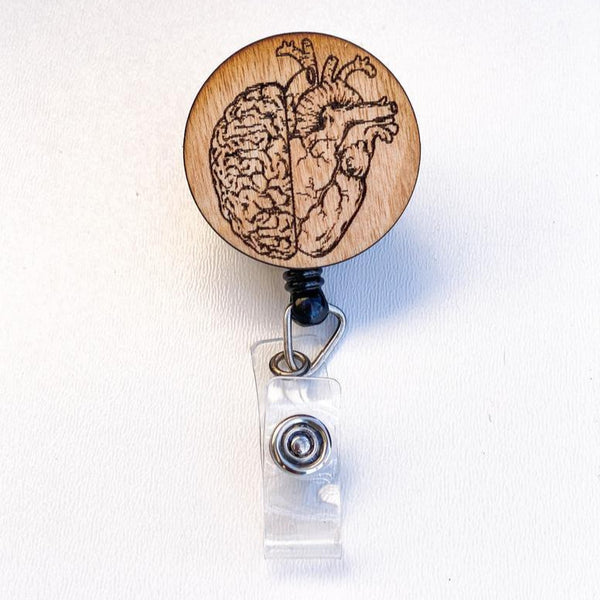 Wooden Badge Reel: Floral Heart – snarkynurses