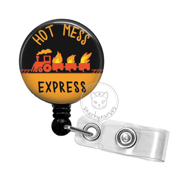 1pc Fire Dumpster Badge Reel Retractable, Funny Heavy Duty It's Fine I'm Fine Everything Is Fine Badge Reel, Retractable Badge Holder, Retractable