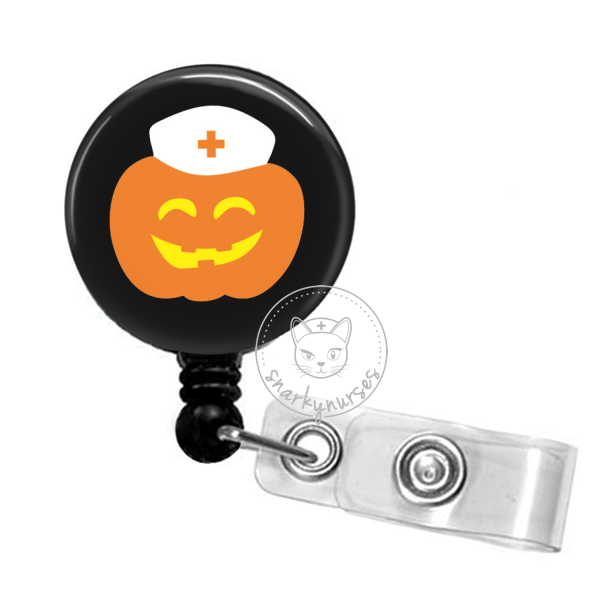 Buy Pumpkin With Cat Badge Reel, Halloween Badge Reel, Nurse Badge