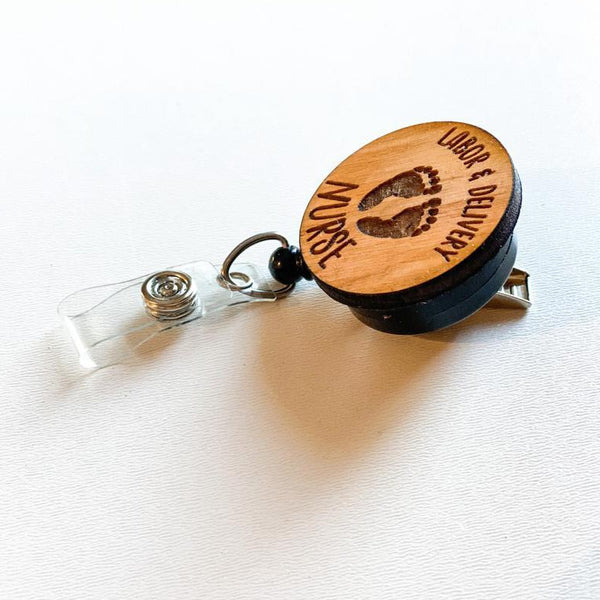 Wooden Badge Reel: L&D Nurse – snarkynurses