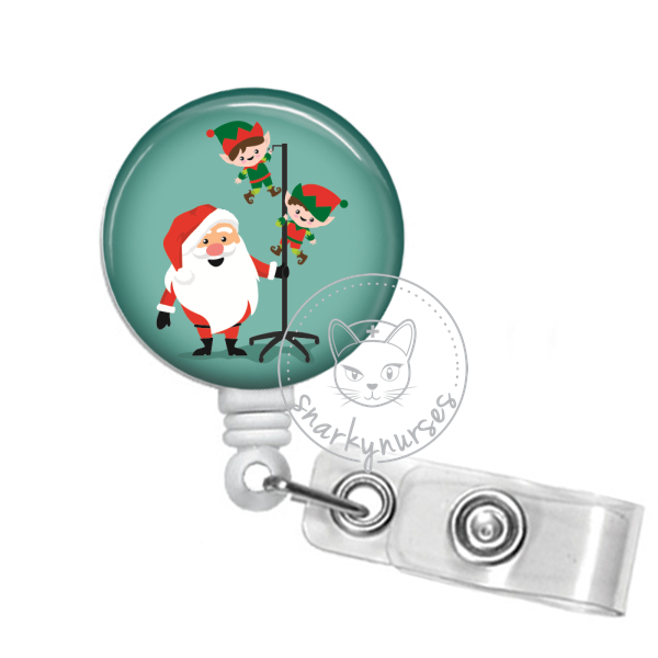 Christmas Grumpy Cat Black Santa Hat Badge Reel Retractable Badge