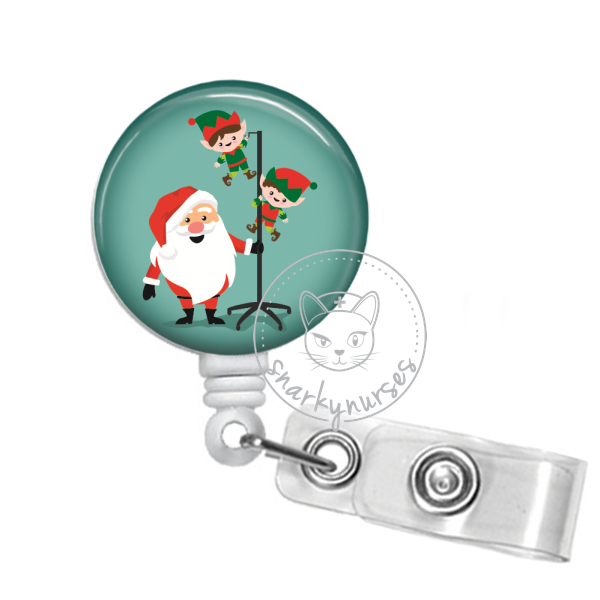 Christmas Badge Reel, Gifts for nurse, snowflake, Christmas present. Green  and red gifts, stocking stuffers.