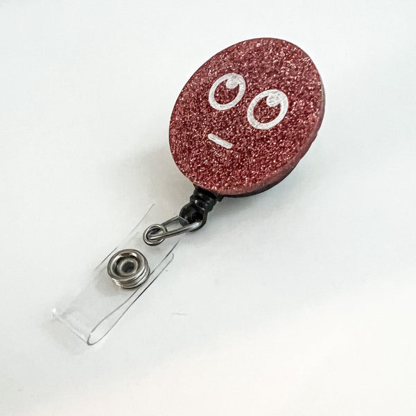 Glitter Badge Reel: Upside Down Smiley