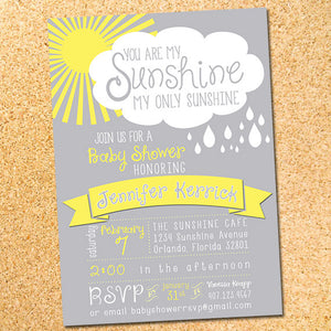 free printable you are my sunshine baby shower invitations