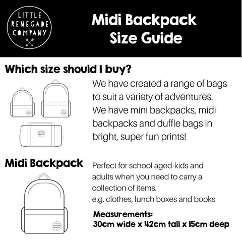 midi backpack size guide