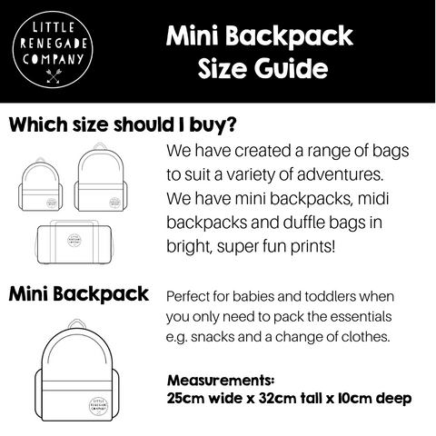 mini backpack size guide