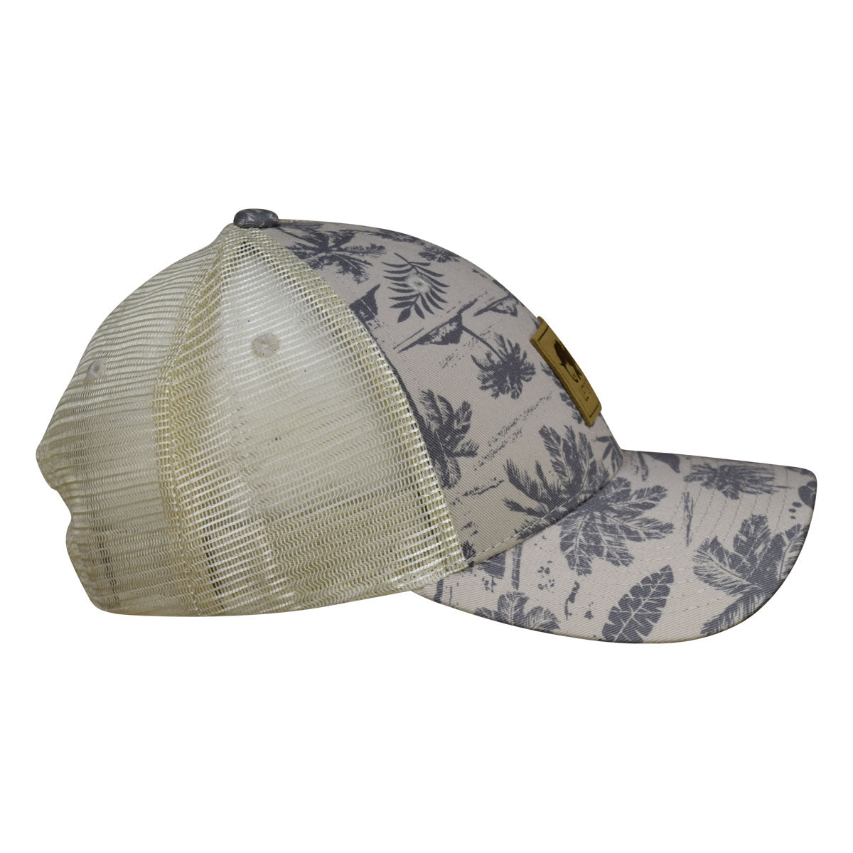 Tropical Elephant Trucker Hat by LET'S BE IRIE - Palm Trees, Tan and G