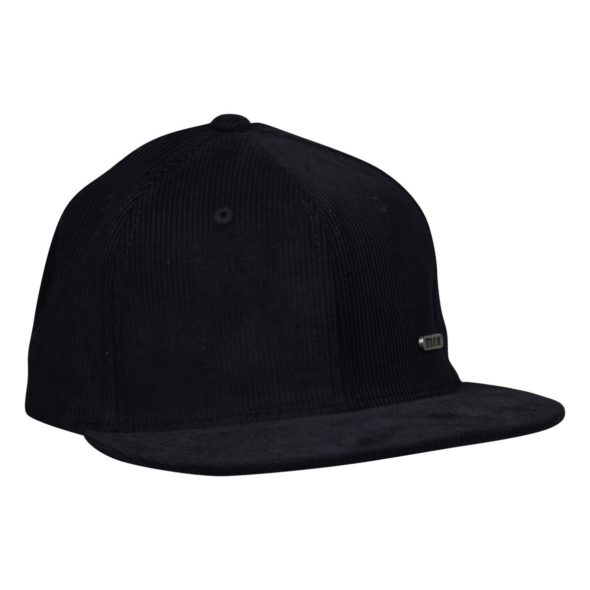 Corduroy Metallic Emblem Hat by LET'S BE IRIE - Black Snapback