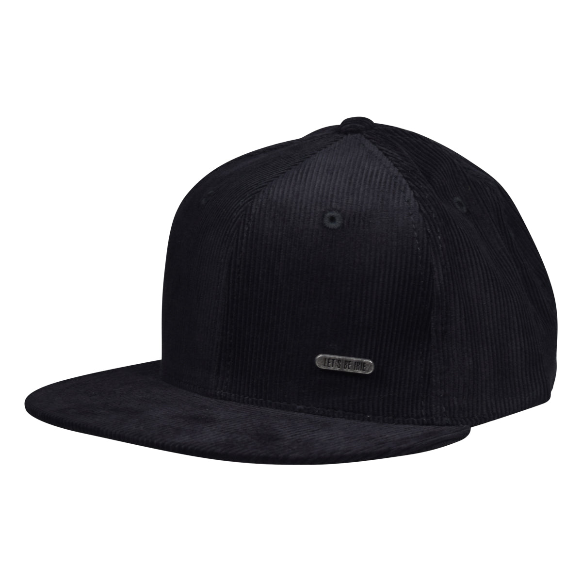 Corduroy Metallic Emblem Hat by LET'S BE IRIE - Black Snapback