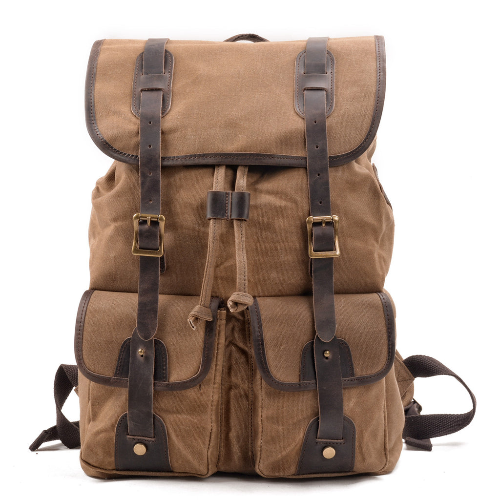 Waxed Canvas Leather Backpack Rucksack Canvas Backpack Travel