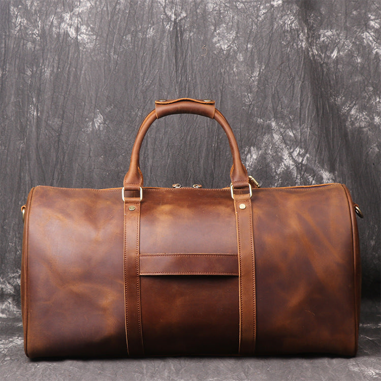 Personalized Full Grain Leather Travel Bag with shoe Pouch Weekend Bag ...