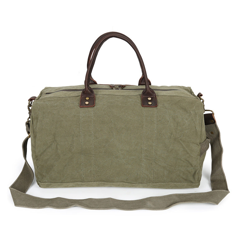 Waterproof Waxed Canvas Leather Trim Travel Duffel Handbag Weekend Bag – Unihandmade