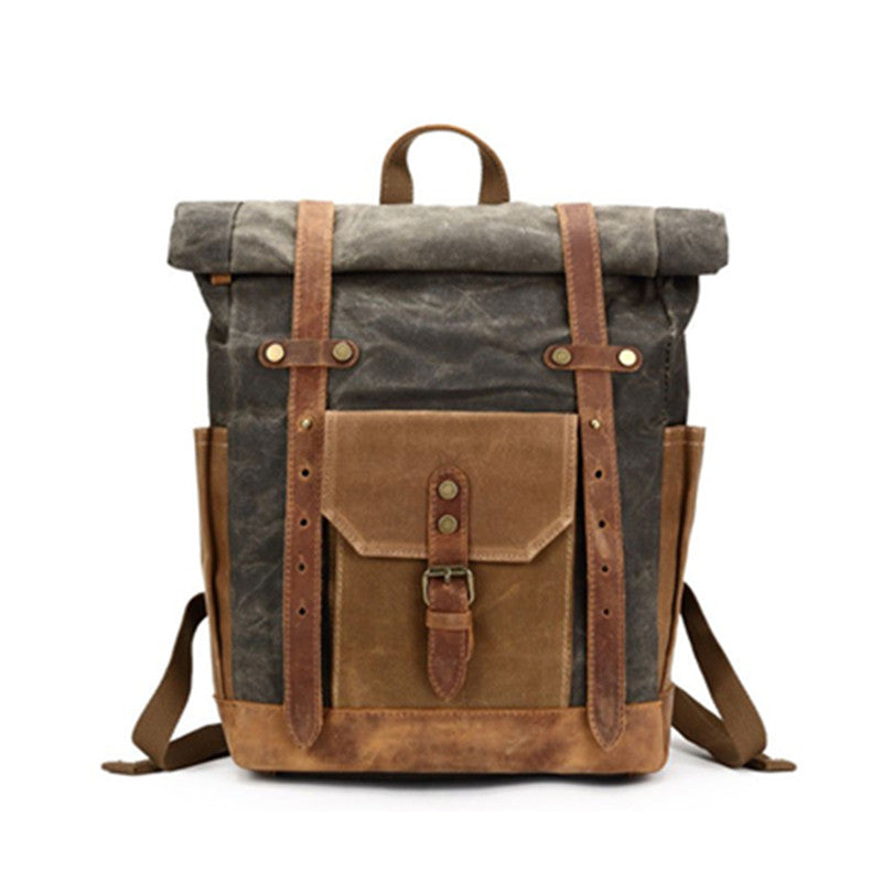 Modoker Waxed Canvas Backpack, Leather Rucksack Knapsack for Men Woman  Satchel Backpack, Vintage Travel Laptop Backpack 15.6 Inch Retro Flap  Backpacks