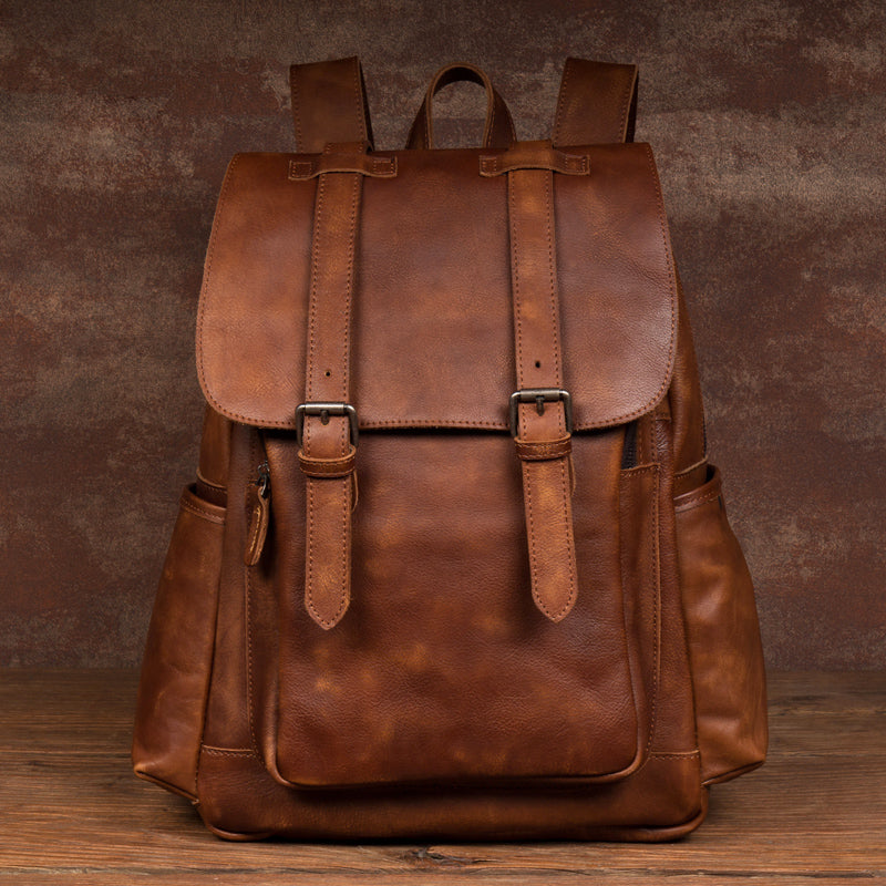 Men's Rustic Leather Backpack — The Handmade Store